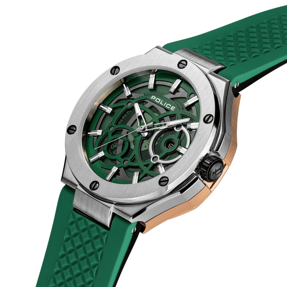DUAL Watch Police For Men (Green & Black) - Stainless Steel PEWGQ0081902