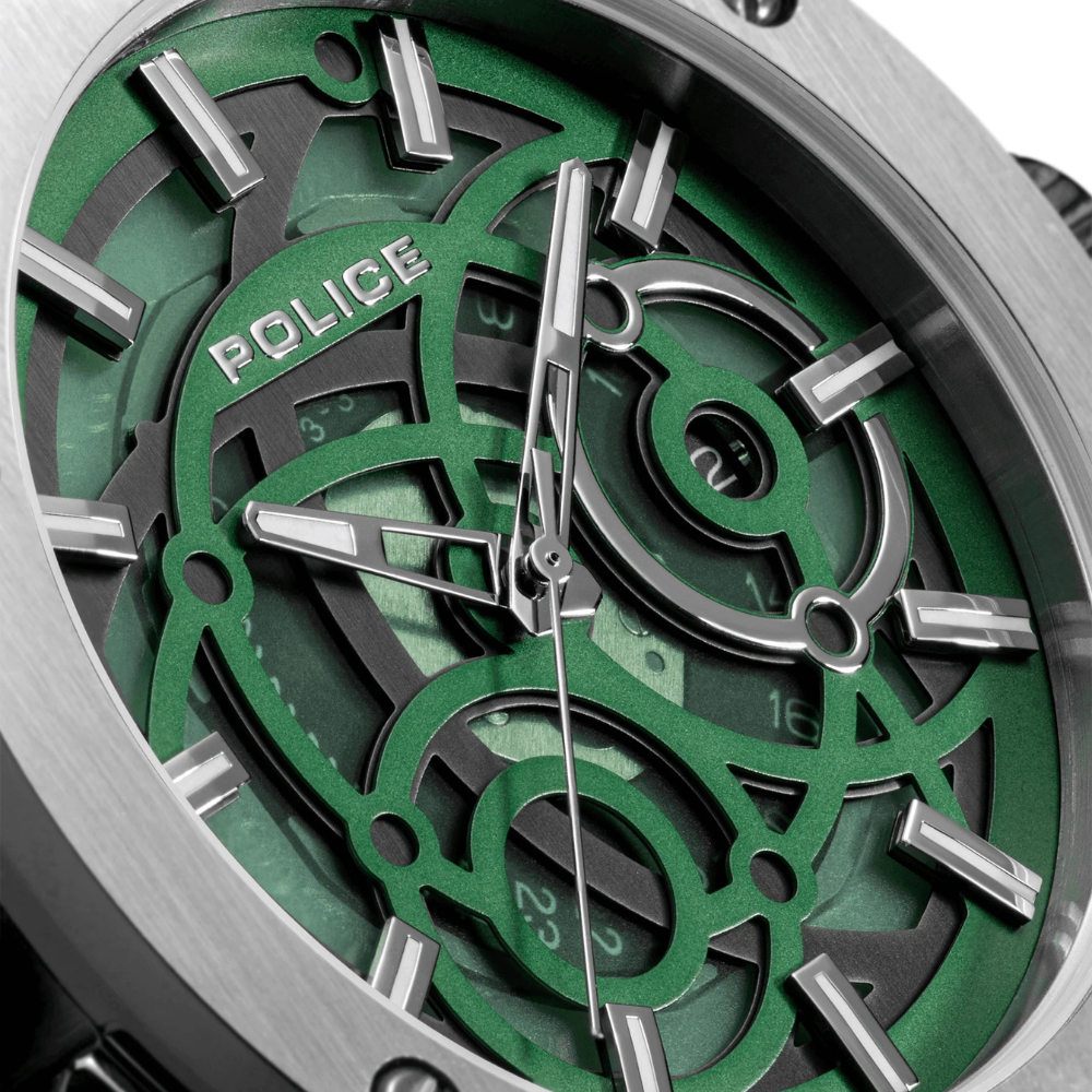 DUAL Watch Police For Men (Green & Black) - Stainless Steel PEWGQ0081902