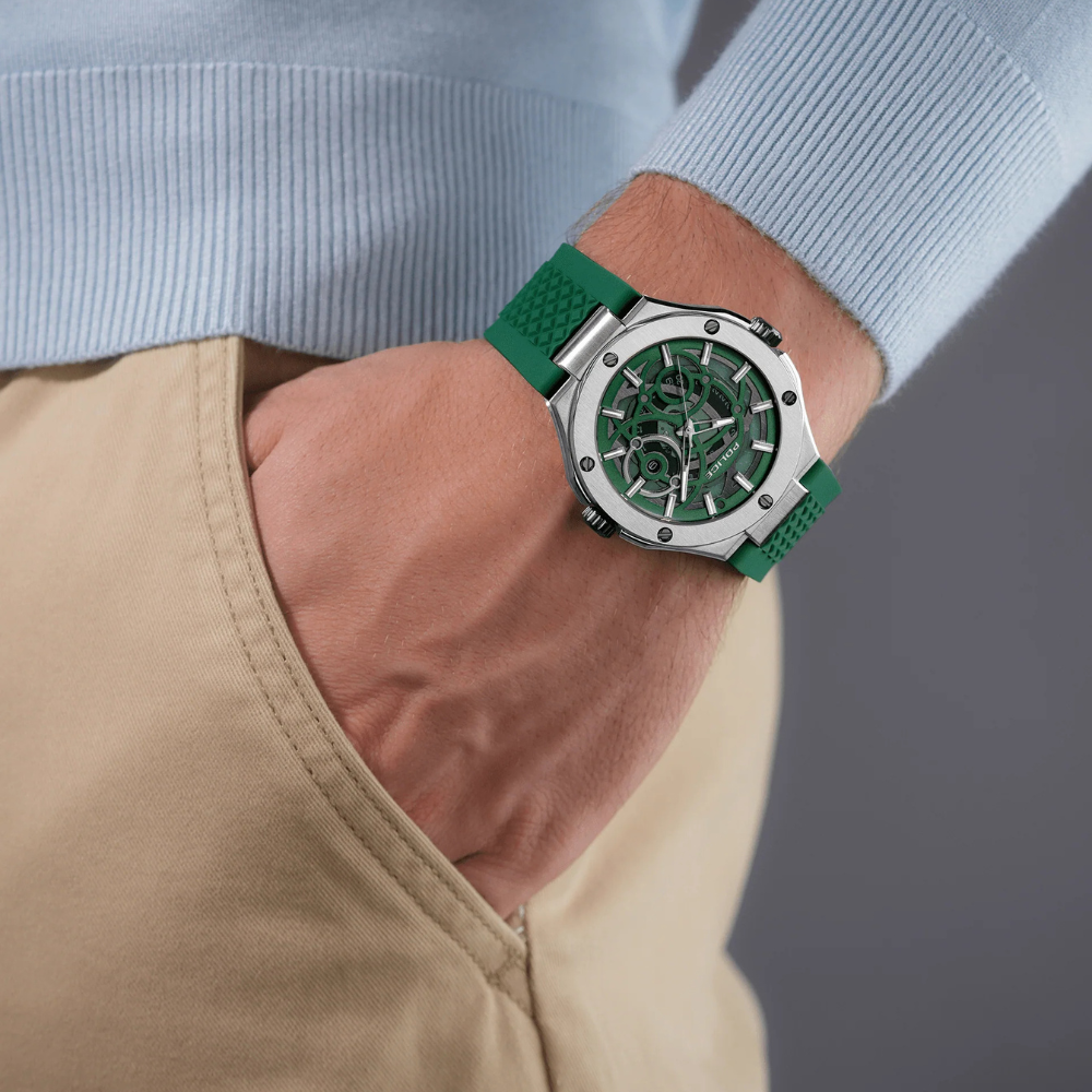 DUAL Watch Police For Men (Green & Black) - Stainless Steel PEWGQ0081902