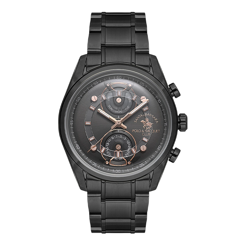 Santa Barbara Polo & Racquet Club Men’s Black Watch | Stainless Steel Quartz | SB.1.10666-5