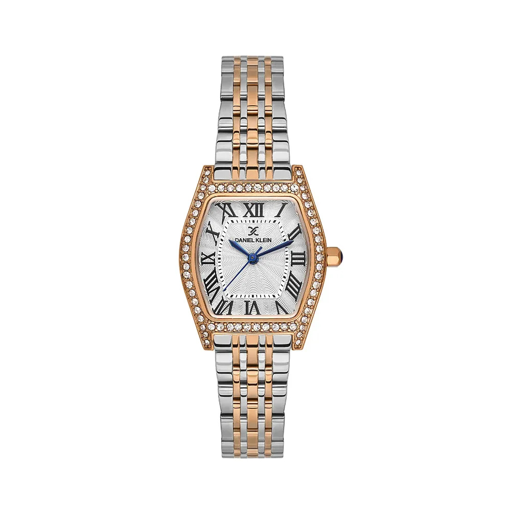 Daniel Klein Premium Silver and Rose Gold Stainless Steel Watch for Women DK.1.14106-6