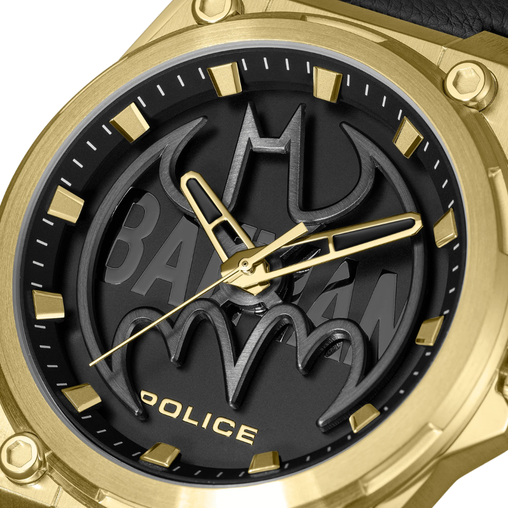 Batwing Special Edition Police x Batman  Genuine Leather Strap Analog Watch Men's, 45mm PEWGA0090006