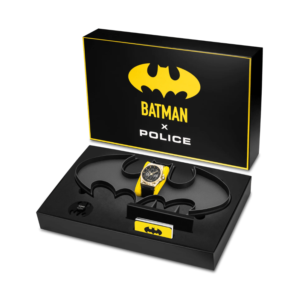 Batwing Special Edition Police x Batman  Genuine Leather Strap Analog Watch Men's, 45mm PEWGA0090006