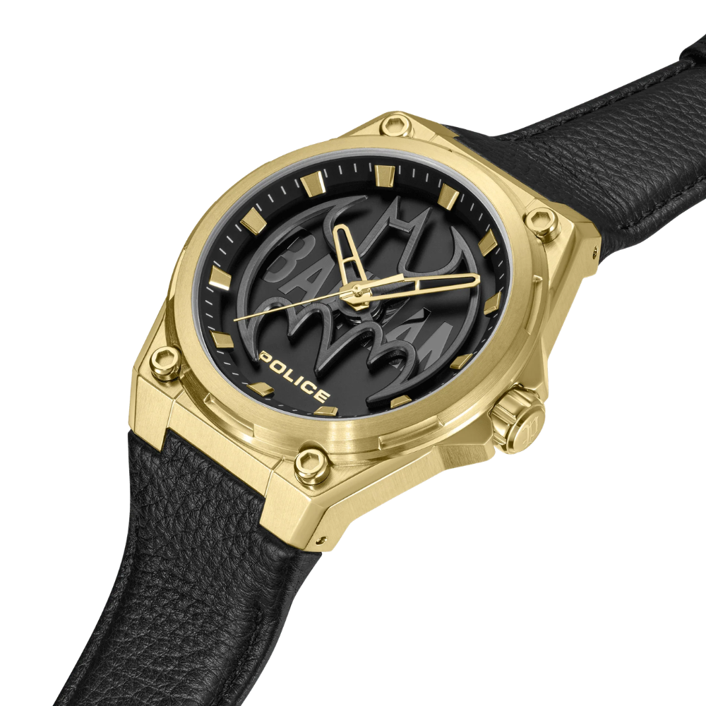 Batwing Special Edition Police x Batman  Genuine Leather Strap Analog Watch Men's, 45mm PEWGA0090006