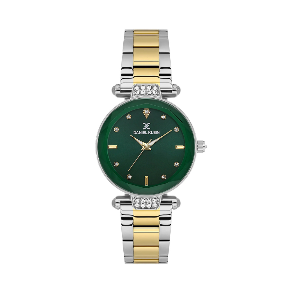 Daniel Klein Women’s Analog Watch – Dark Green Dial, Silver–Gold Strap DK.6.14132-4