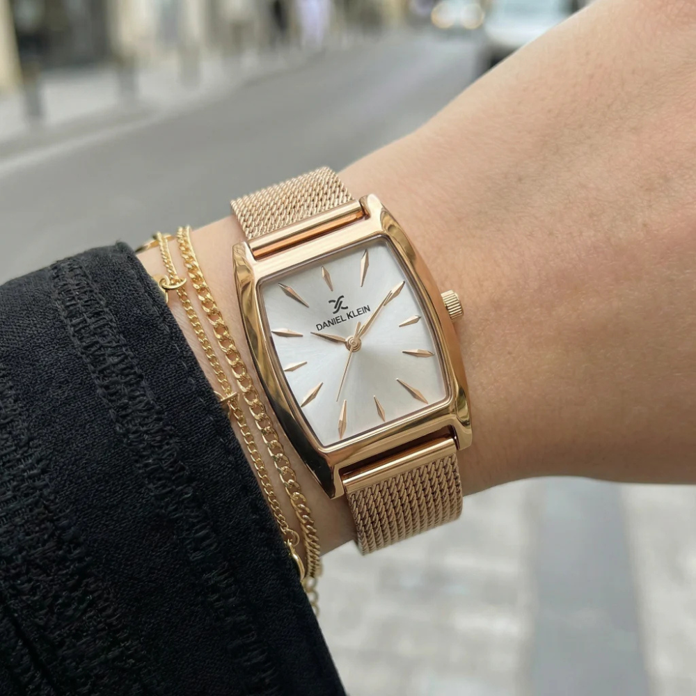 Daniel Klein Premium Rose Gold Mesh Band Watch for Women DK.1.14119-5