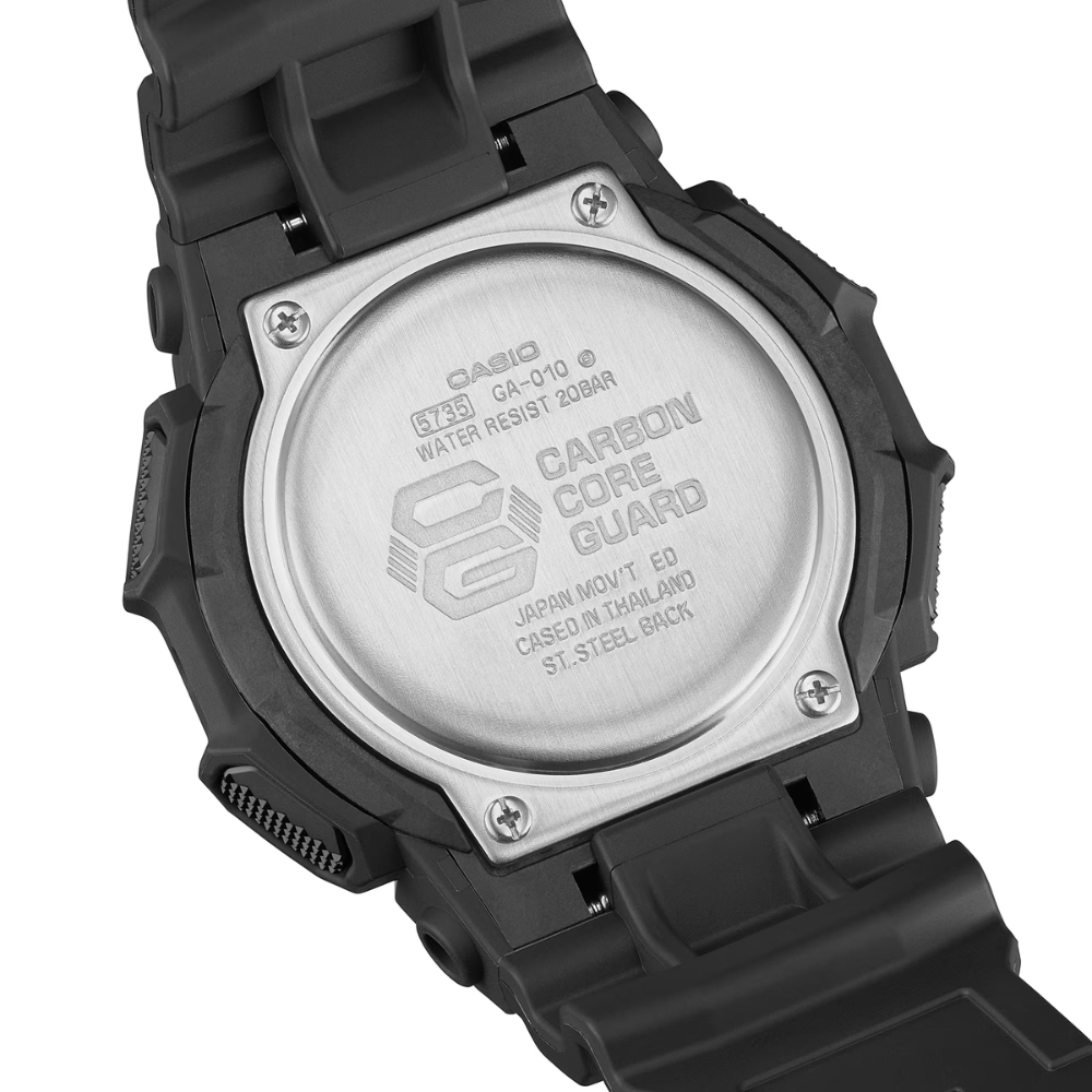 Casio G-SHOCK GA-010-1ADR Watch – Analog Digital Men's Watch with 10-Year Battery, LED Light & World Time