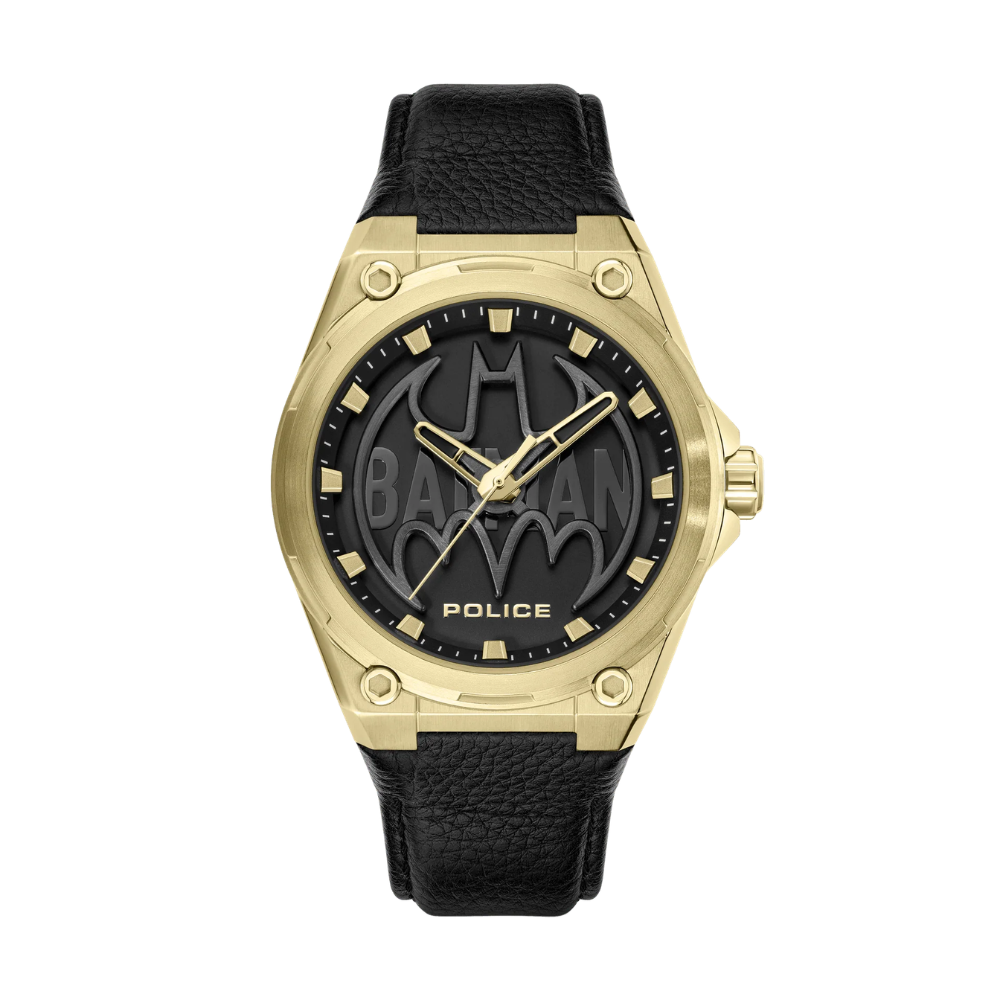 Batwing Special Edition Police x Batman  Genuine Leather Strap Analog Watch Men's, 45mm PEWGA0090006