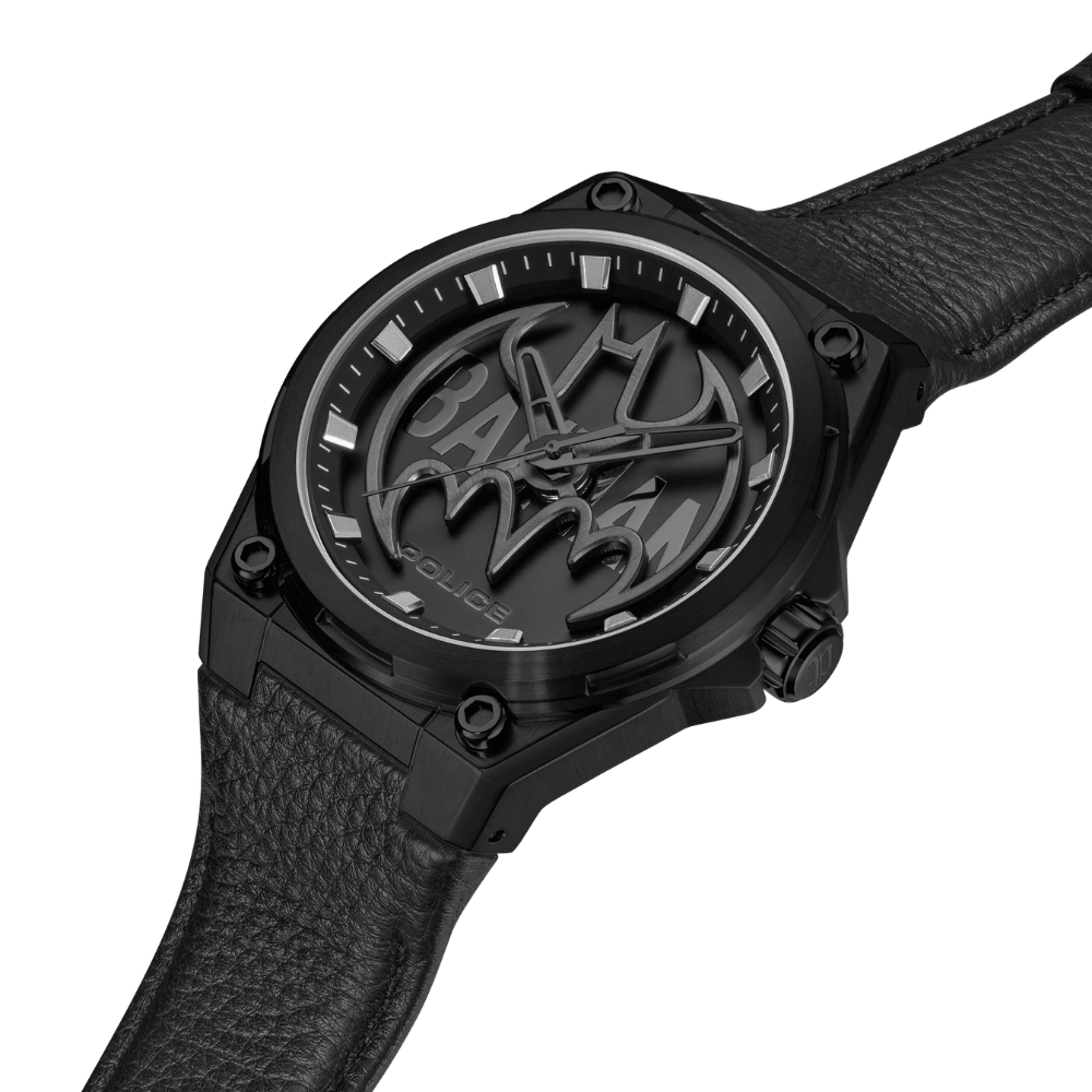 Batwing Special Edition Police x Batman  Genuine Leather Strap Analog Watch Men's, 45mm PEWGA0090005