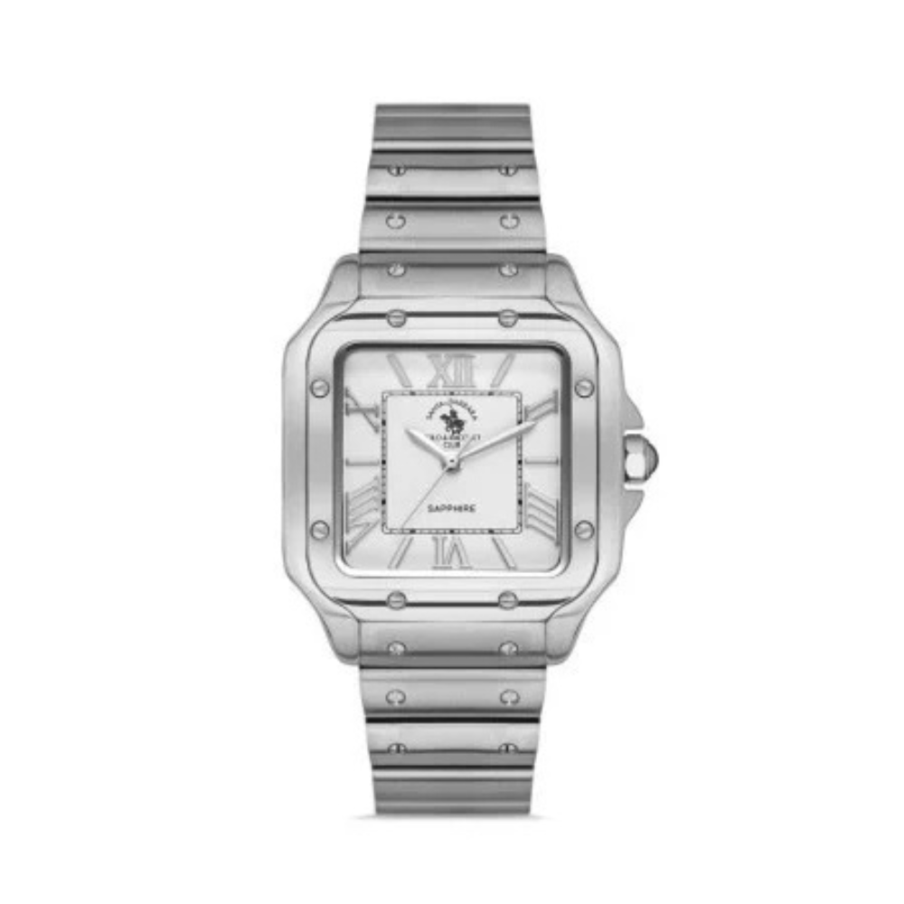 Santa Barbara Polo & Racquet Club Women’s Watch SB.1.104850-1 – Stainless Steel Silver Dial 41mm Luxury Square Watch