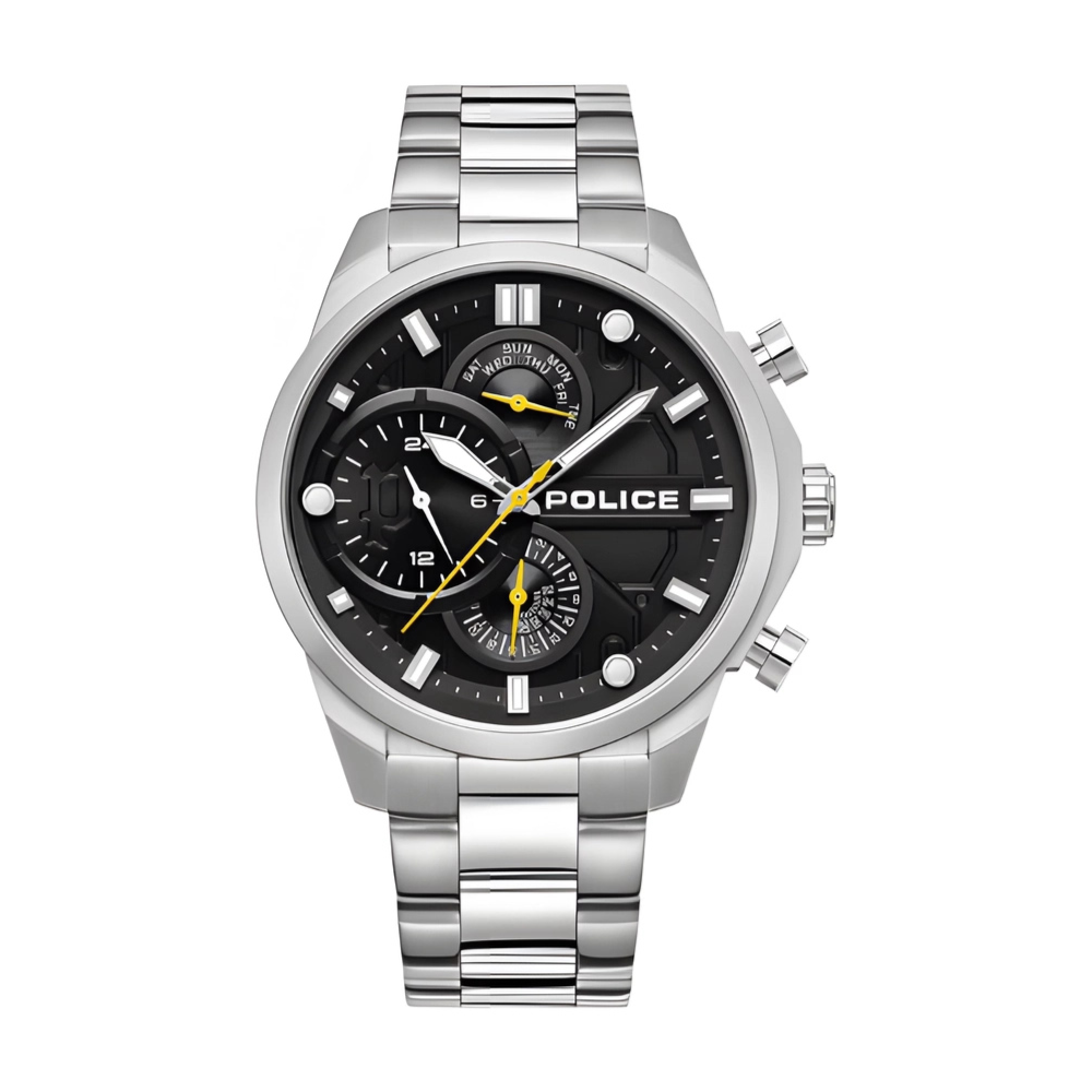 POLICE Men’s Multi-Function Black Dial Watch PEWGK0039204 – Stylish Analog Wristwatch