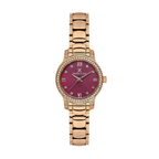 Daniel Klein Dark Red Dial Pink Rose Gold Strap Women’s Analog Watch DK.1.14118-6