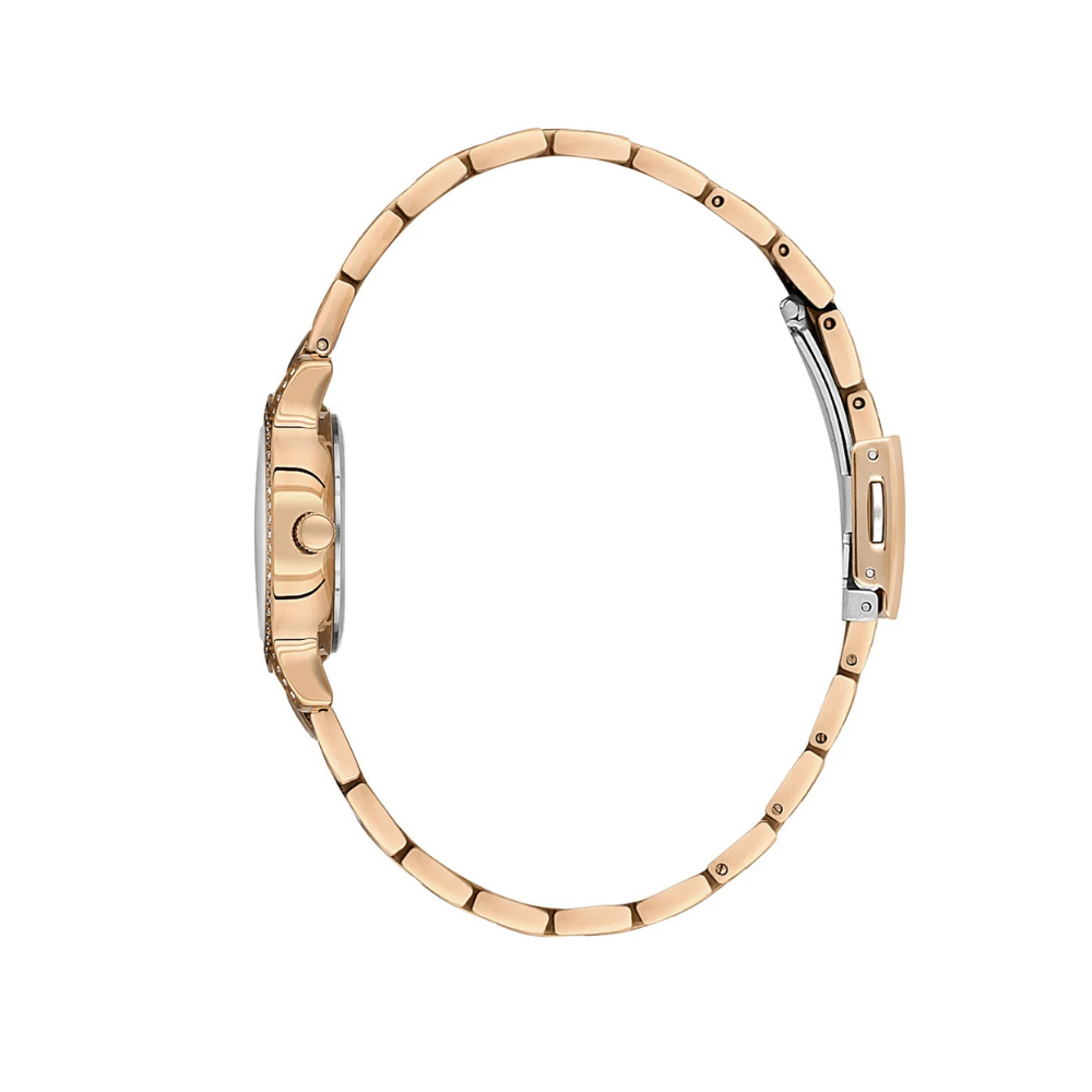 Daniel Klein Dark Red Dial Pink Rose Gold Strap Women’s Analog Watch DK.1.14118-6