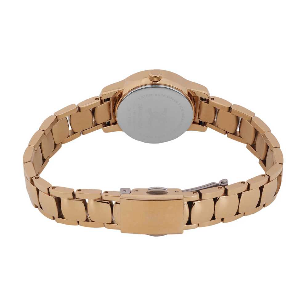 Daniel Klein Dark Red Dial Pink Rose Gold Strap Women’s Analog Watch DK.1.14118-6