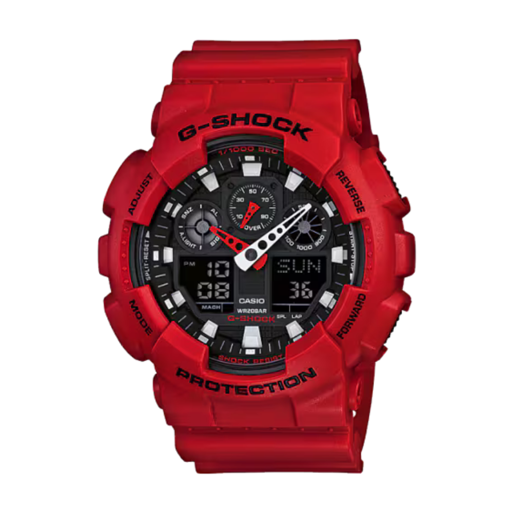 G-SHOCK Analog-Digital Red Mens Watch - GA-100B-4ADR