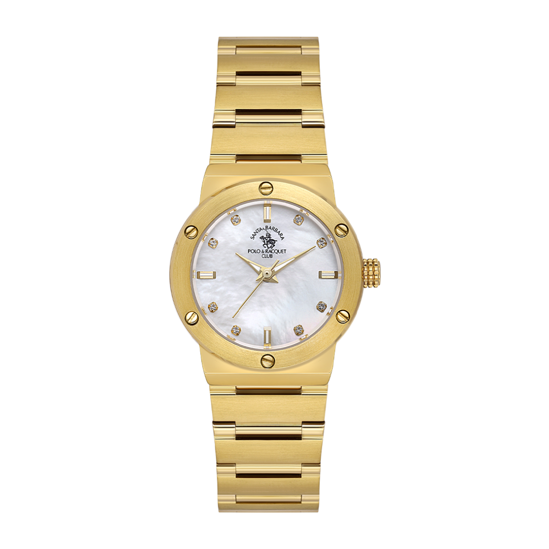 Santa Barbara Polo & Racquet Club Women's Analog Watch SB.1.10664-2 Gold  Bracelet Mother of Pearl Dial