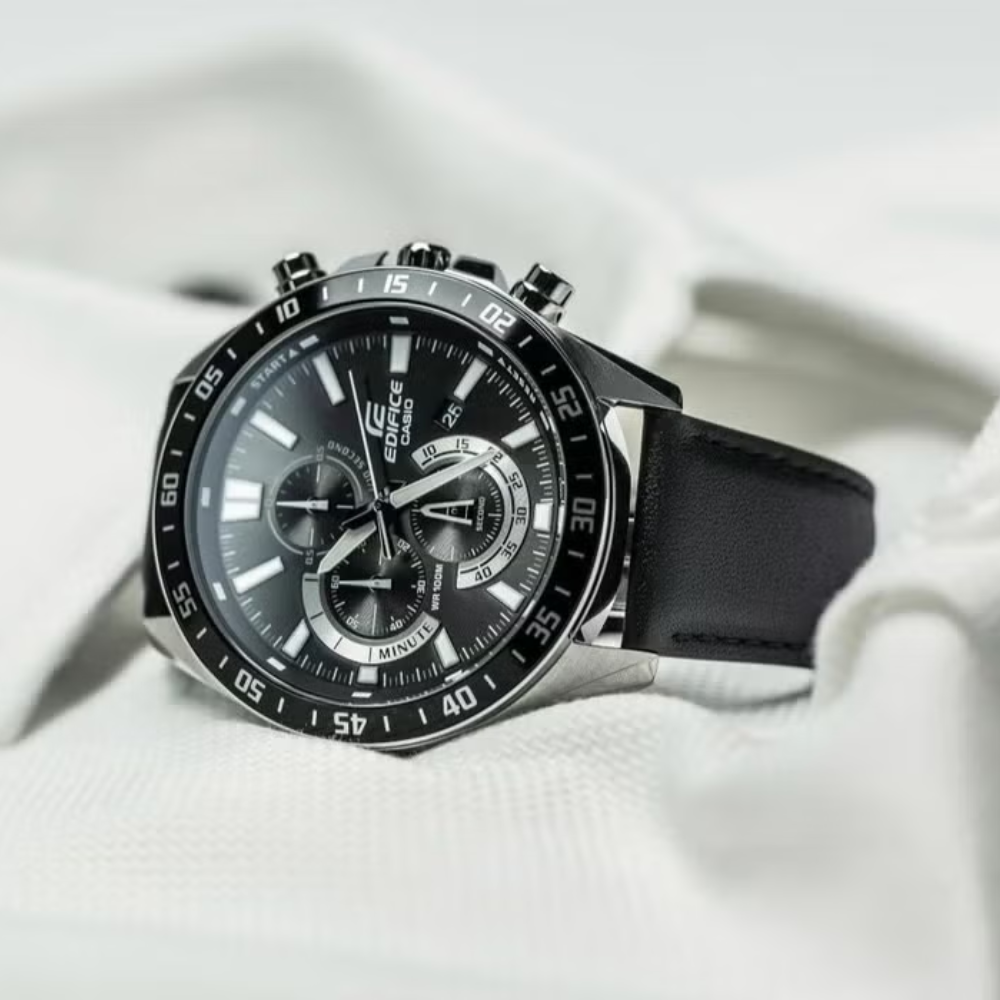 Casio Edifice EFV-620L-1AV Standard Chronograph Leather Strap Men's Watch