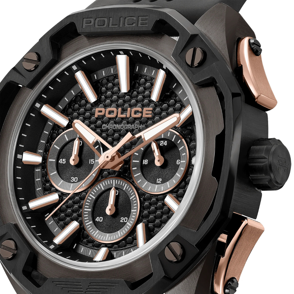Police Centurian Men’s Multifunction Watch – Black Silicone Strap -PEWGQ0093201