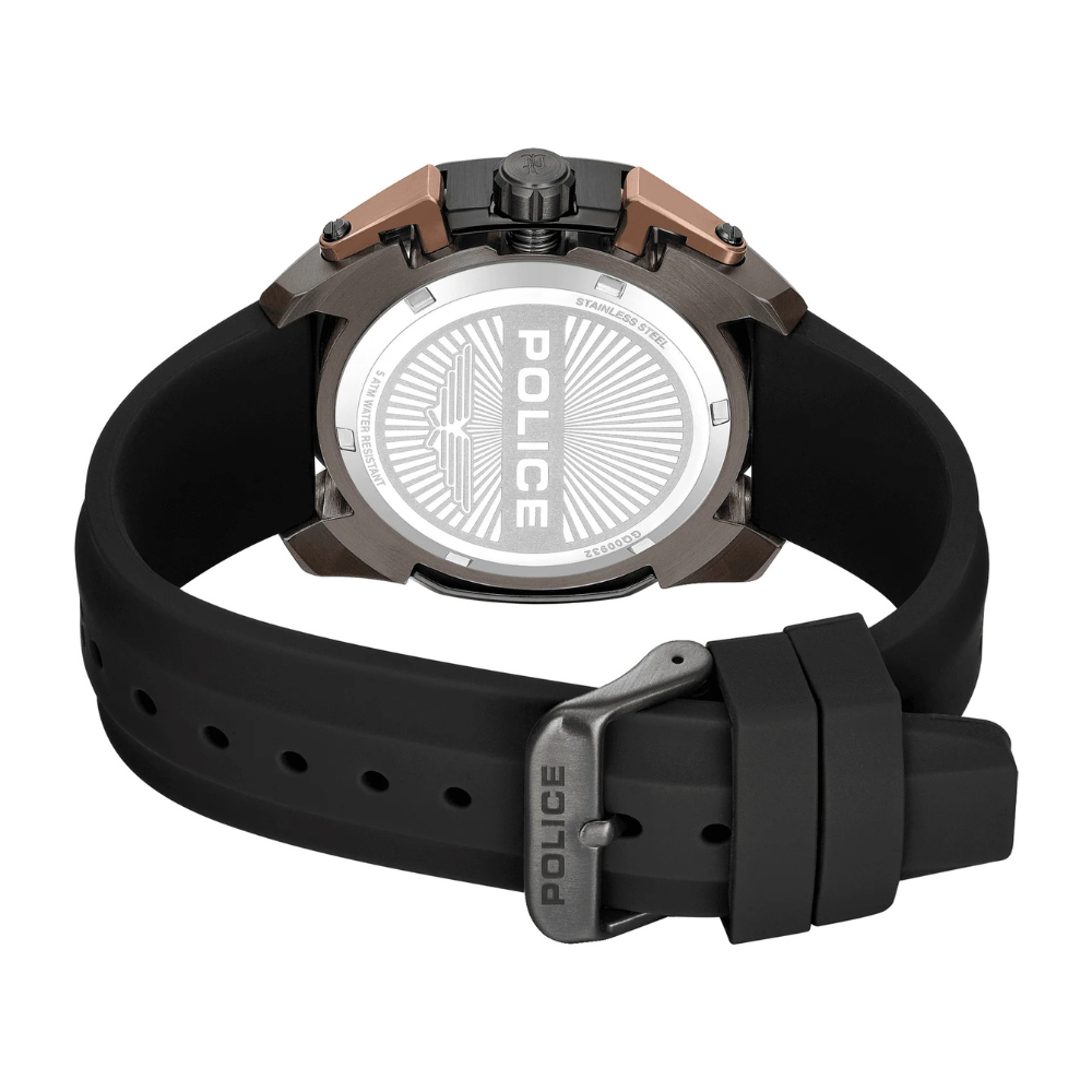 Police Centurian Men’s Multifunction Watch – Black Silicone Strap -PEWGQ0093201