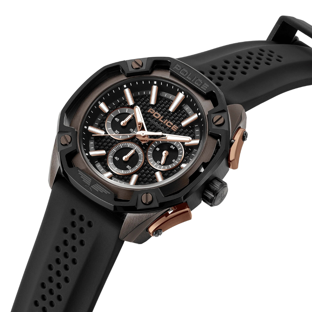Police Centurian Men’s Multifunction Watch – Black Silicone Strap -PEWGQ0093201