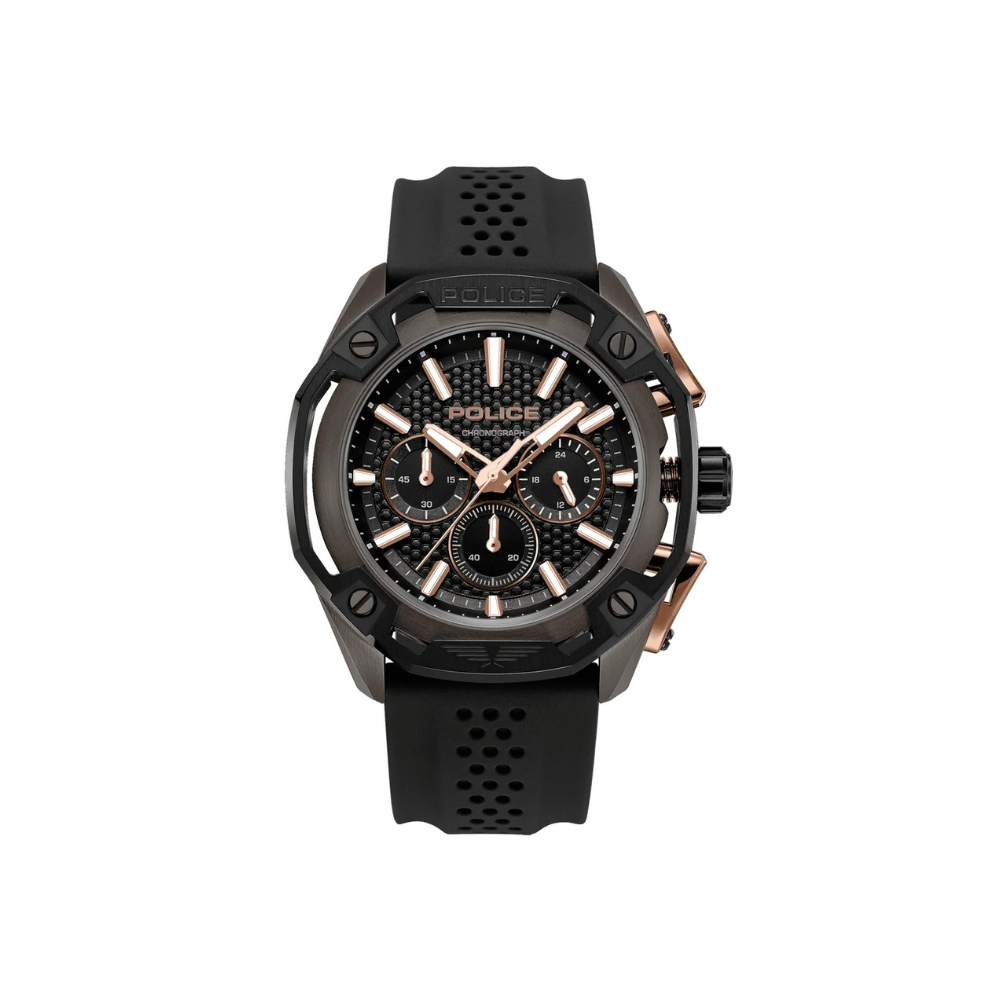 Police Centurian Men’s Multifunction Watch – Black Silicone Strap -PEWGQ0093201