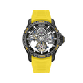Police Spirit PEWGR0097805 Men's Automatic Skeleton Watch Yellow Silicone Strap