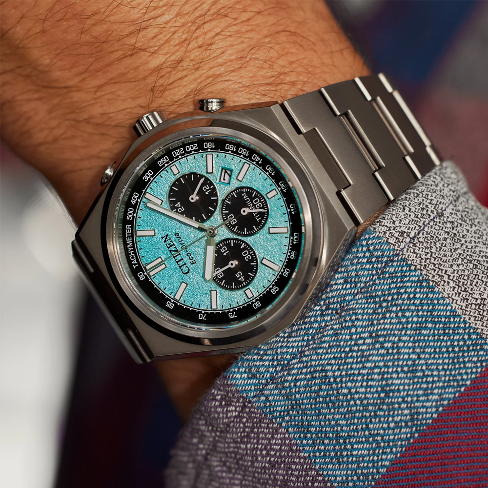 Citizen CA4610-85Z Eco-Drive Zenshin Chronograph Men's Super Titanium™ Watch – Light BLue  Dial | 42.5mm
