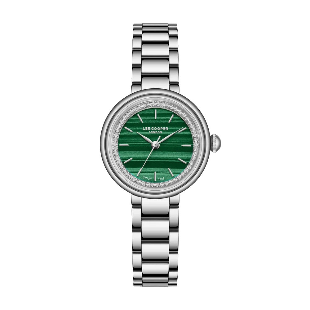 Lee Cooper Women’s Green Dial Silver Watch | LC08279.370