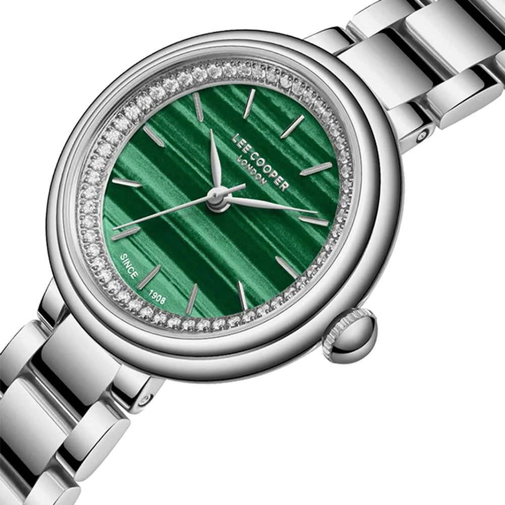 Lee Cooper Women’s Green Dial Silver Watch | LC08279.370